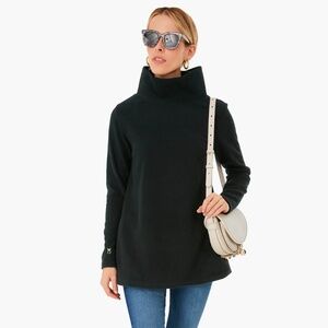 Dudley Stephens Cobble Hill Turtleneck Black Vello Fleece Tunic Pockets Small